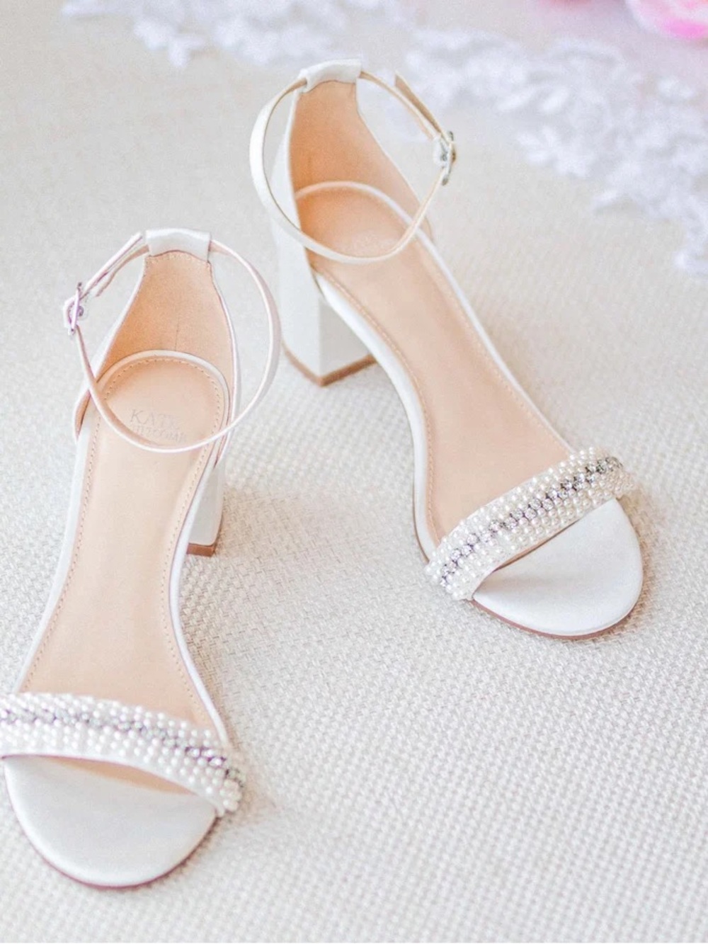 Kate Whitcomb Skyler Ivory Pearl Wedding Block Heel